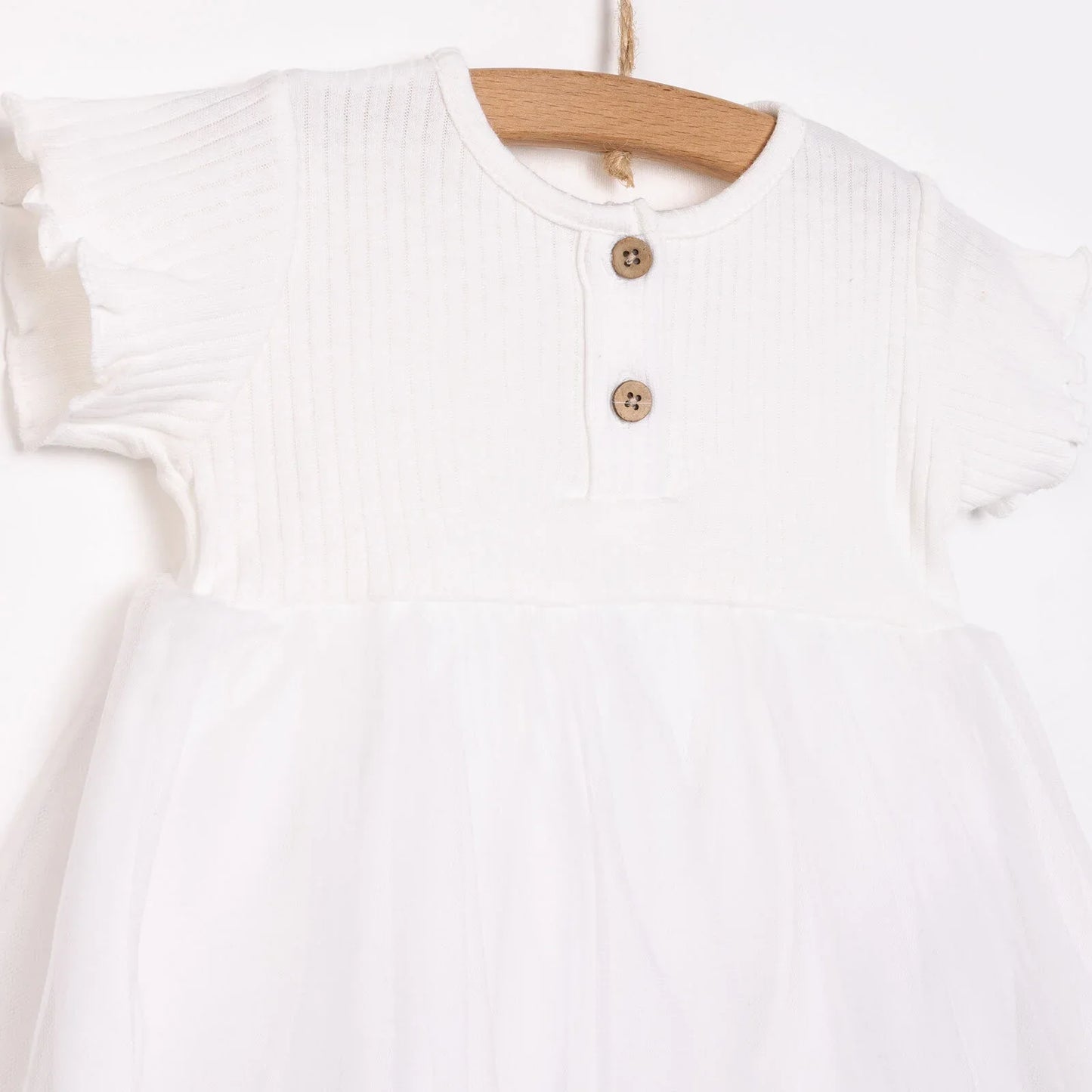 HelloBaby Newborn Girl Tulle Dress - Ecru