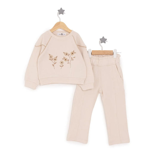 BabyZ Pretty Girl Girl Sweatshirt-Pants - Beige