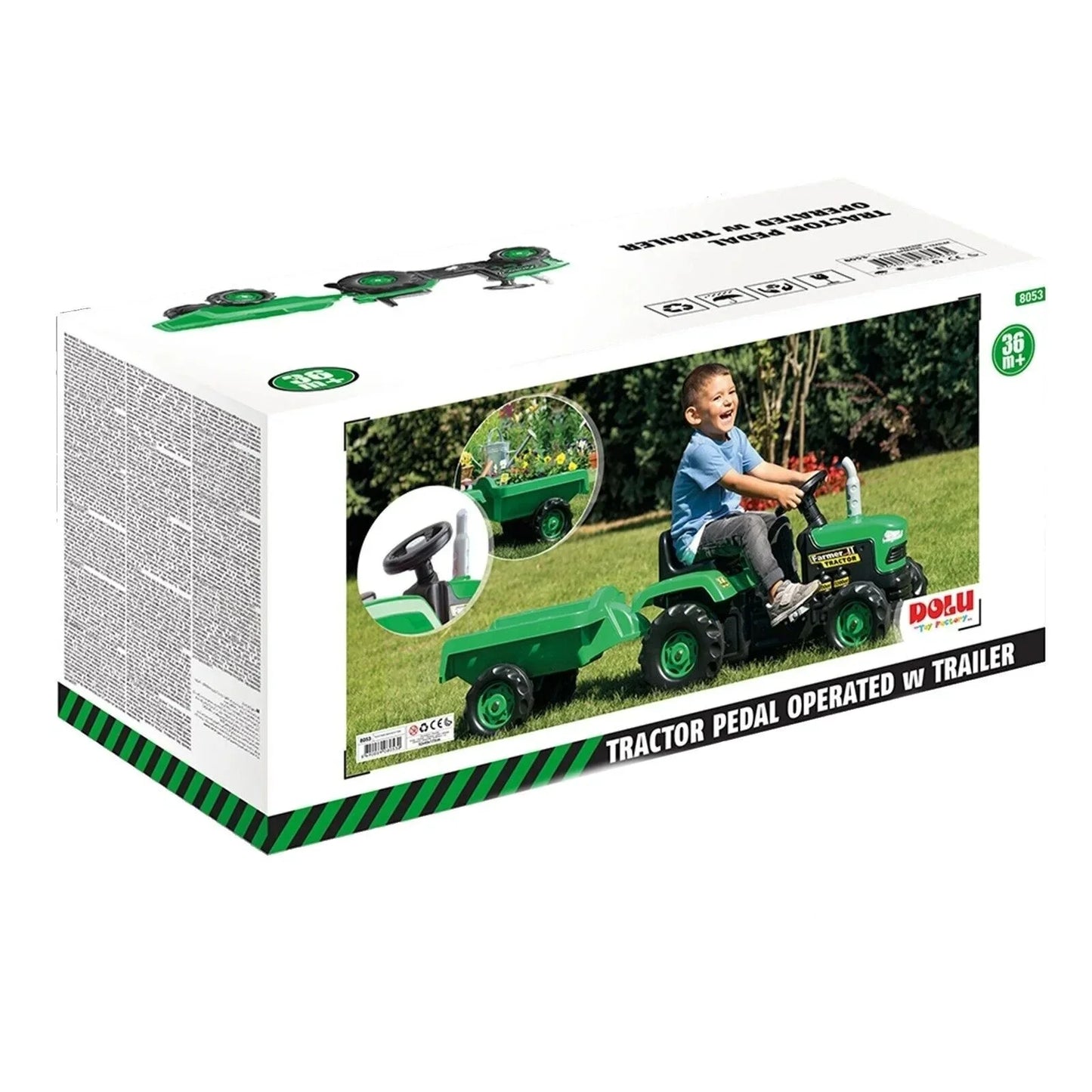 Dolu Ride On Pedal Tractor & Trailer - Green