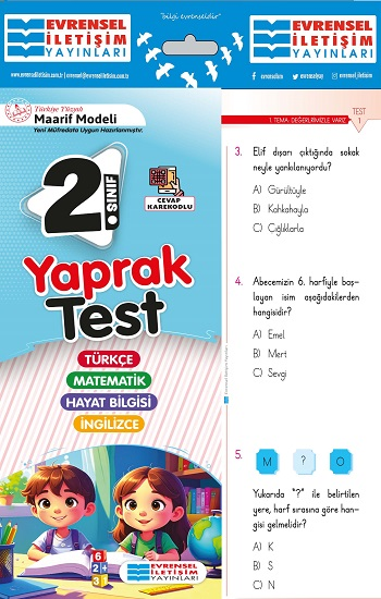 2.Sınıf Maarif Model Tüm Dersler Yaprak Test - Evrensel İletişim Yayınları Kitap