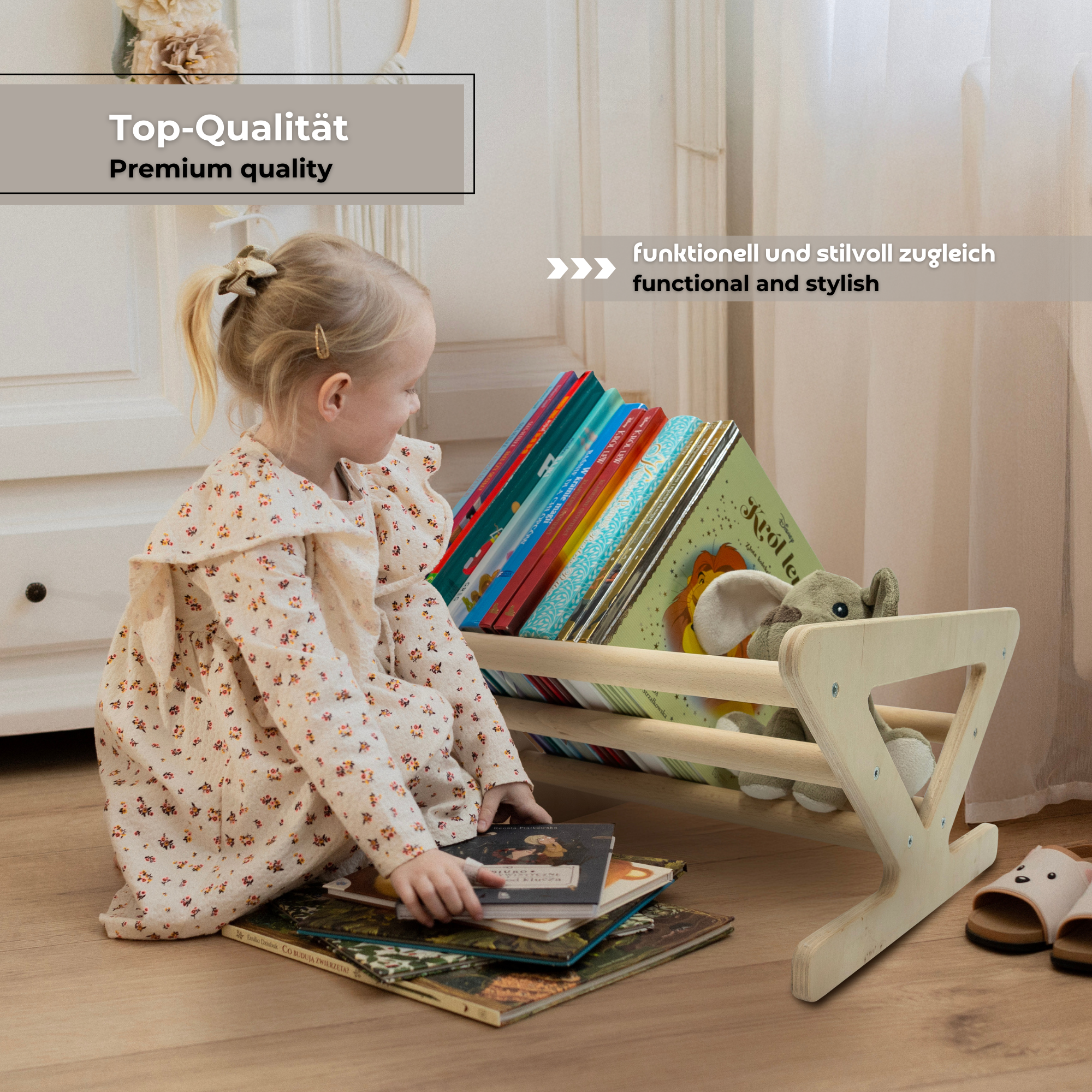 MAMOI® Children's bookcase and cabinet, Small wall bookcase, Bookshelves and children's room furniture, Montessori bookcases for children-3