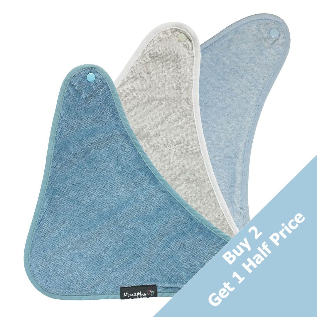 3 PACK - Mum 2 Mum Bandana Style Baby Bibs - Denim / Baby Blue / Stone - mezetto Baby&More Baby&More