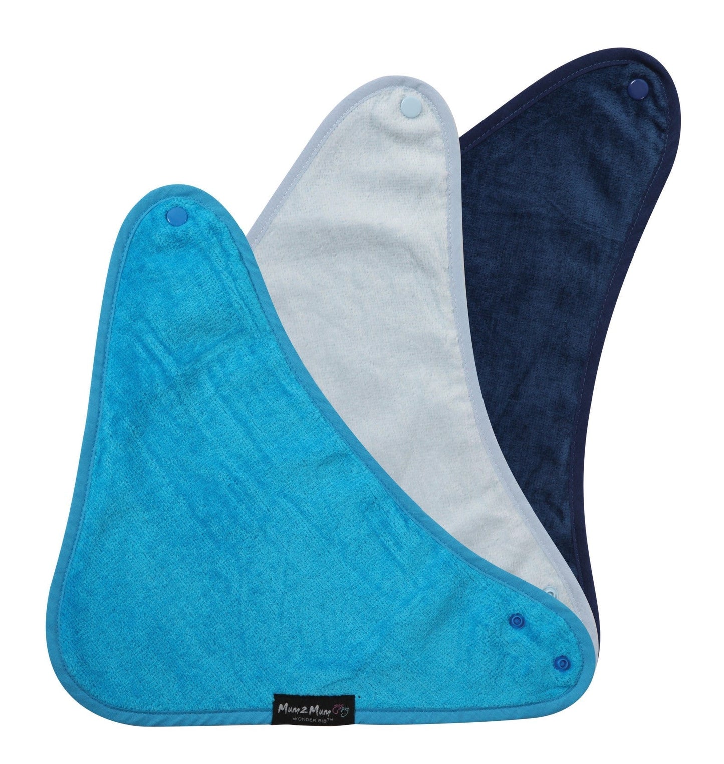3 PACK - Mum 2 Mum Bandana Style Baby Bibs - Navy / Baby Blue / Teal - mezetto Baby&More Baby&More