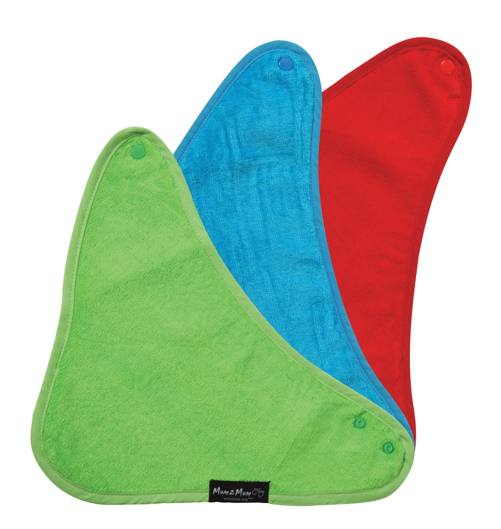 3 PACK - Mum 2 Mum Bandana Style Baby Bibs - Red / Lime / Teal - mezetto Baby&More Baby&More
