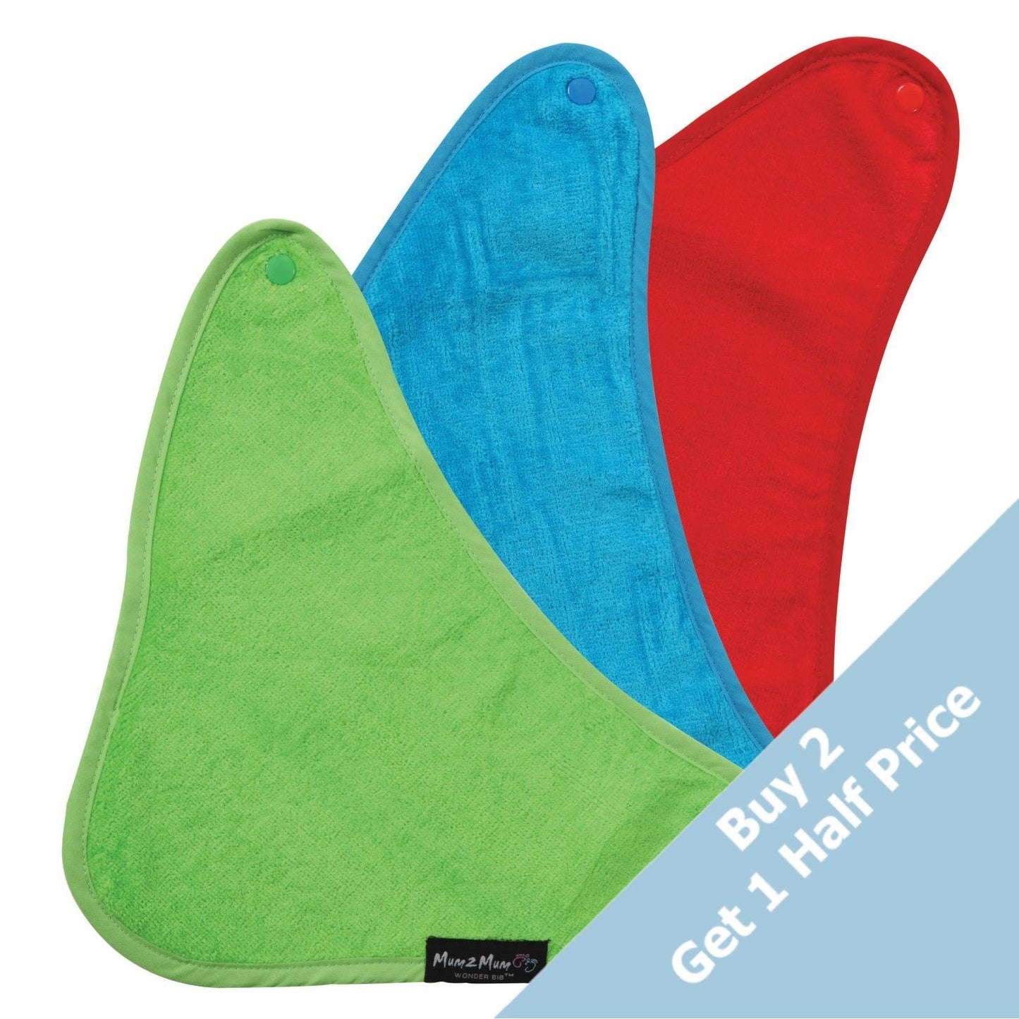 3 PACK - Mum 2 Mum Bandana Style Baby Bibs - Red / Lime / Teal - mezetto Baby&More Baby&More