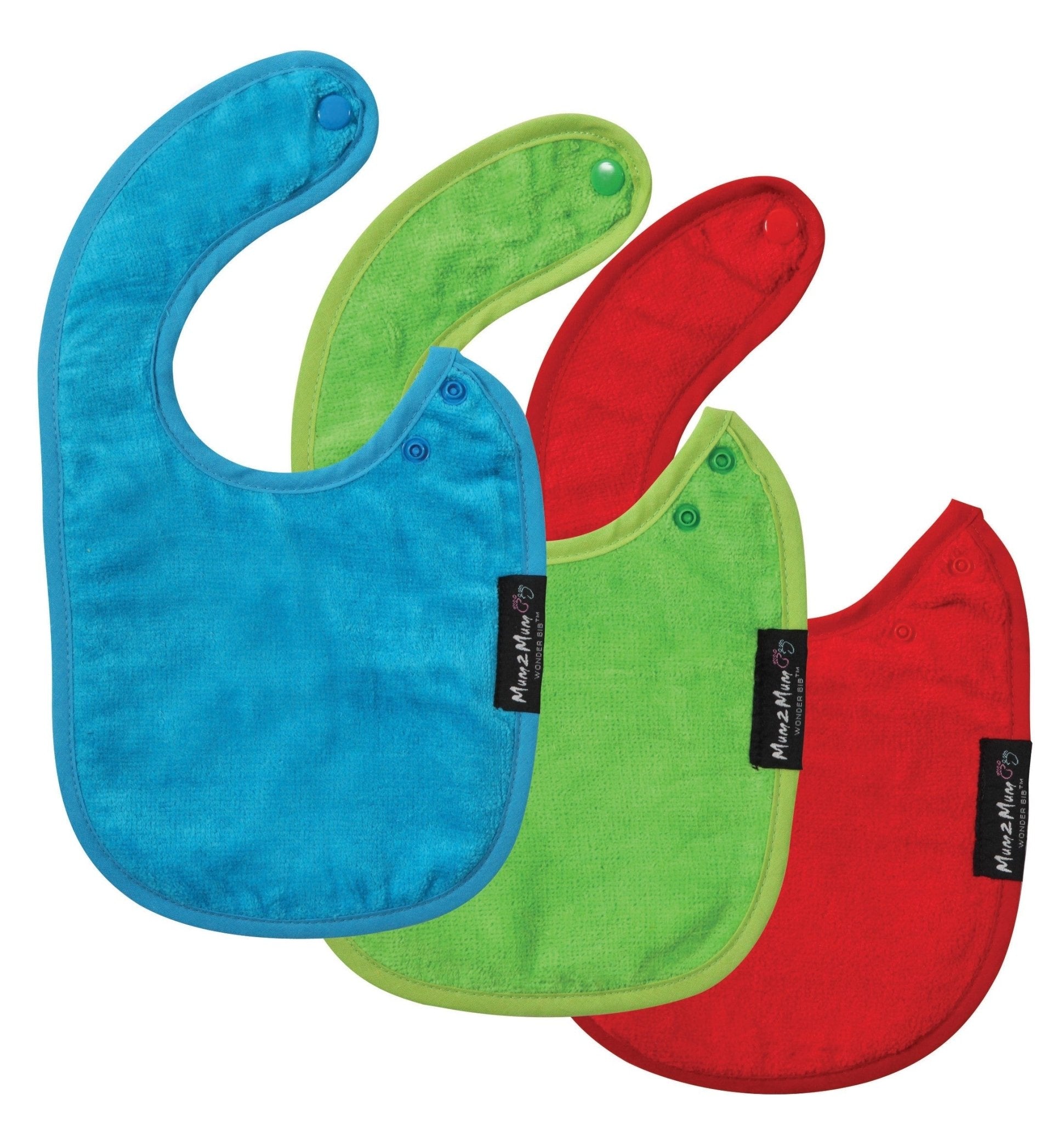 3 PACK - Mum 2 Mum Infant Wonder Bibs - Red / Lime / Teal - mezetto Baby&More Baby&More