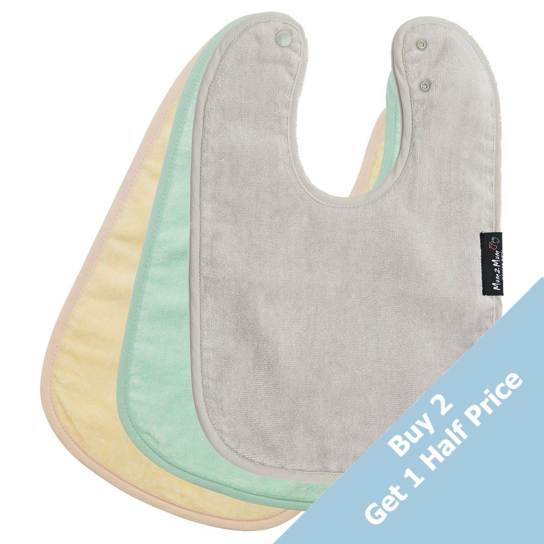 3 PACK - Mum 2 Mum Standard Bibs - Lemon / Mint / Stone - mezetto Baby&More Baby&More