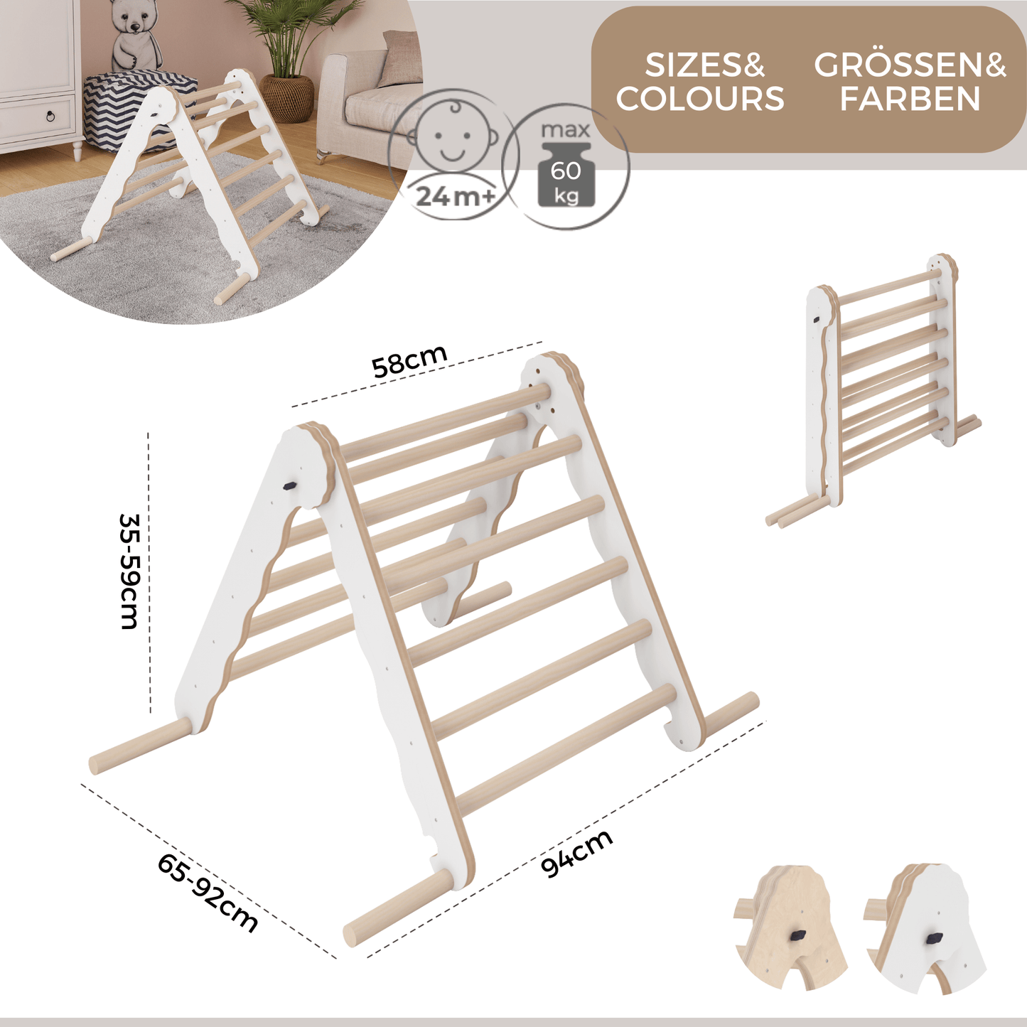 MAMOI® Modern climbing triangle | Kids climbing frame minimalist design | Yarnwood folding pikler triangle for baby 100% ECO | Made in EU-2