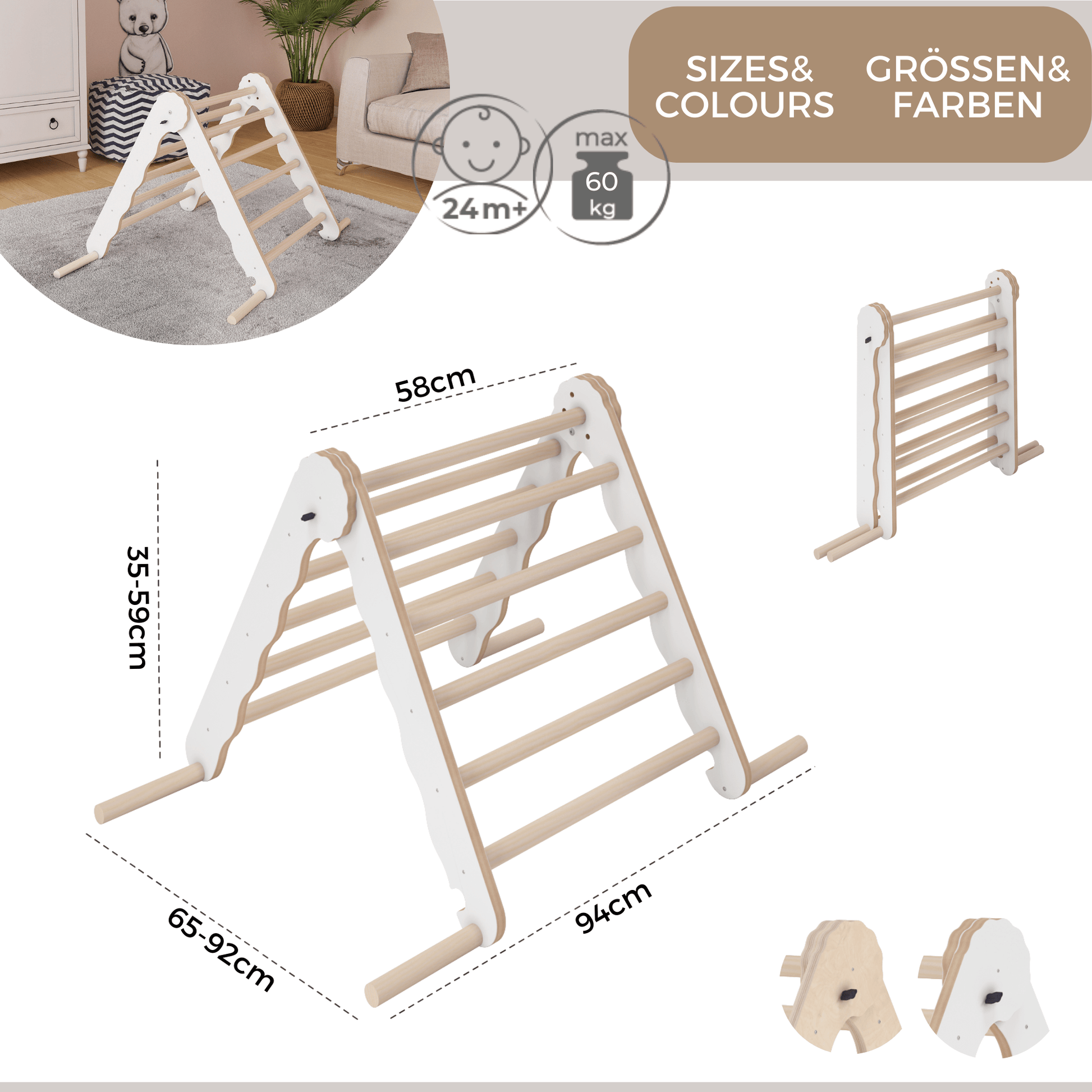 MAMOI® Modern climbing triangle | Kids climbing frame minimalist design | Yarnwood folding pikler triangle for baby 100% ECO | Made in EU-2