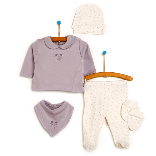 Bebbek Baby Girl 5 pcs Newborn Gift Starter Set - Purple