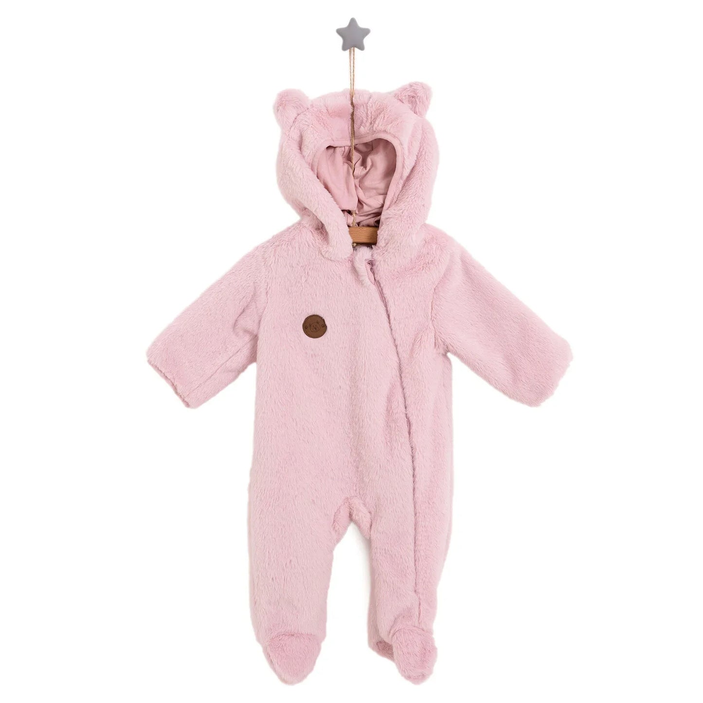 HelloBaby Newborn Girl Plush Footed Jumpsuit - Pink