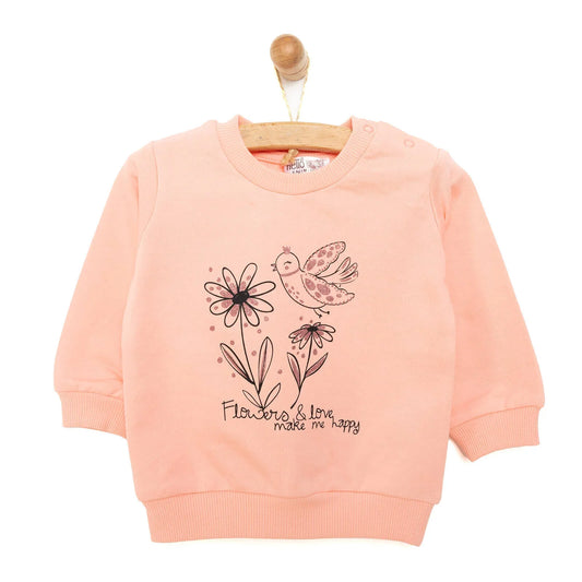 HelloBaby Baby Girl Flower Printed Sweatshirt - Pink