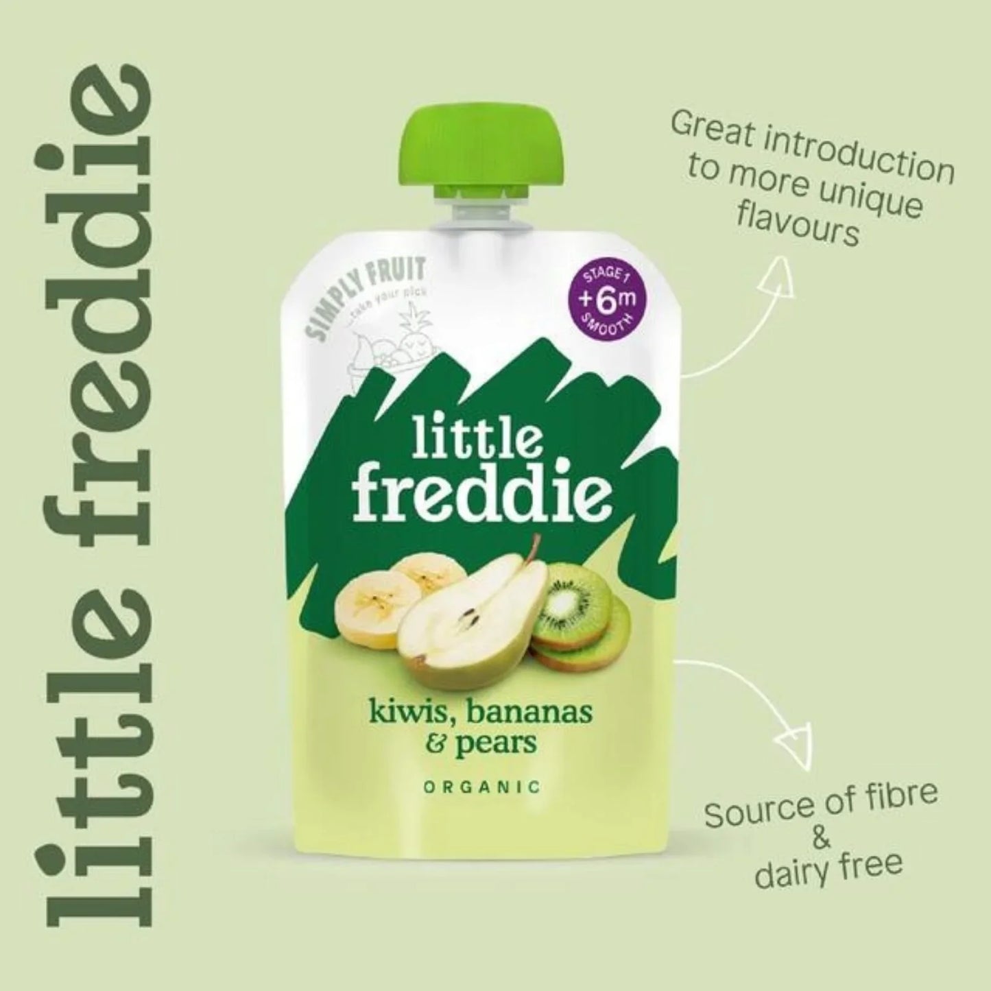 Little Freddie Organic Zesty Kiwis Bananas & Pear Baby Food Pouch 6+ months 100g