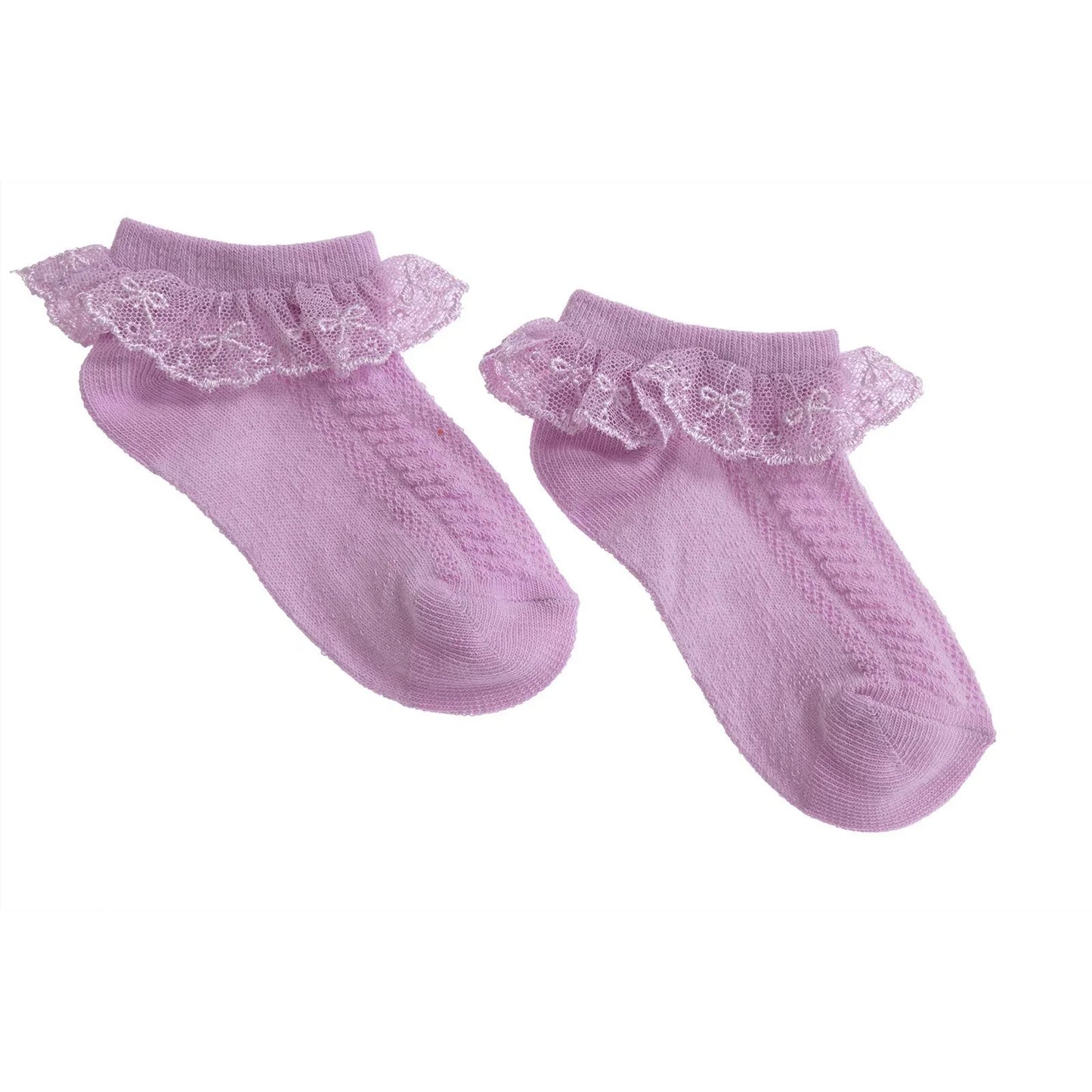 HelloBaby Girl Socks with Lace - Purple
