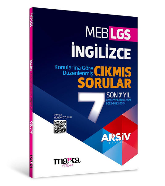LGS İNGİLİZCE Konularına Göre Düzenlenmiş Son 7 Yıl ÇIKMIŞ SORULAR – MEB Komisyon – Marka Yayınları – kitap kapağı