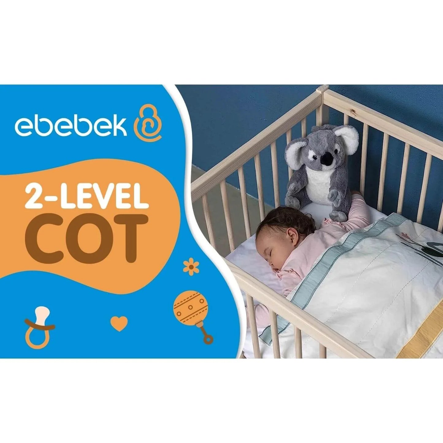 Kukka Natural Wood 2-Level Cot 70x140