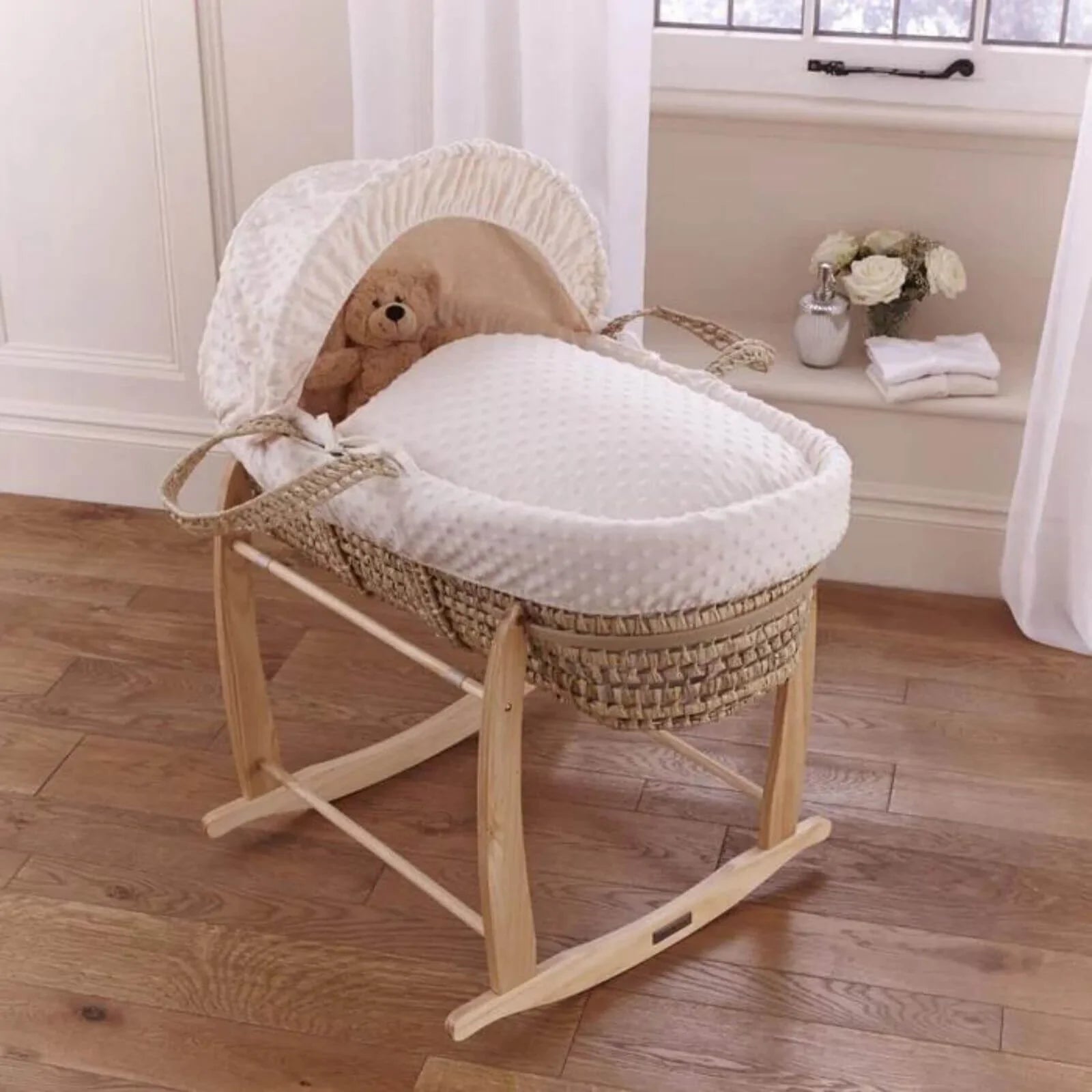 Clair de Lune Cream Dimple Palm Moses Basket - Cream