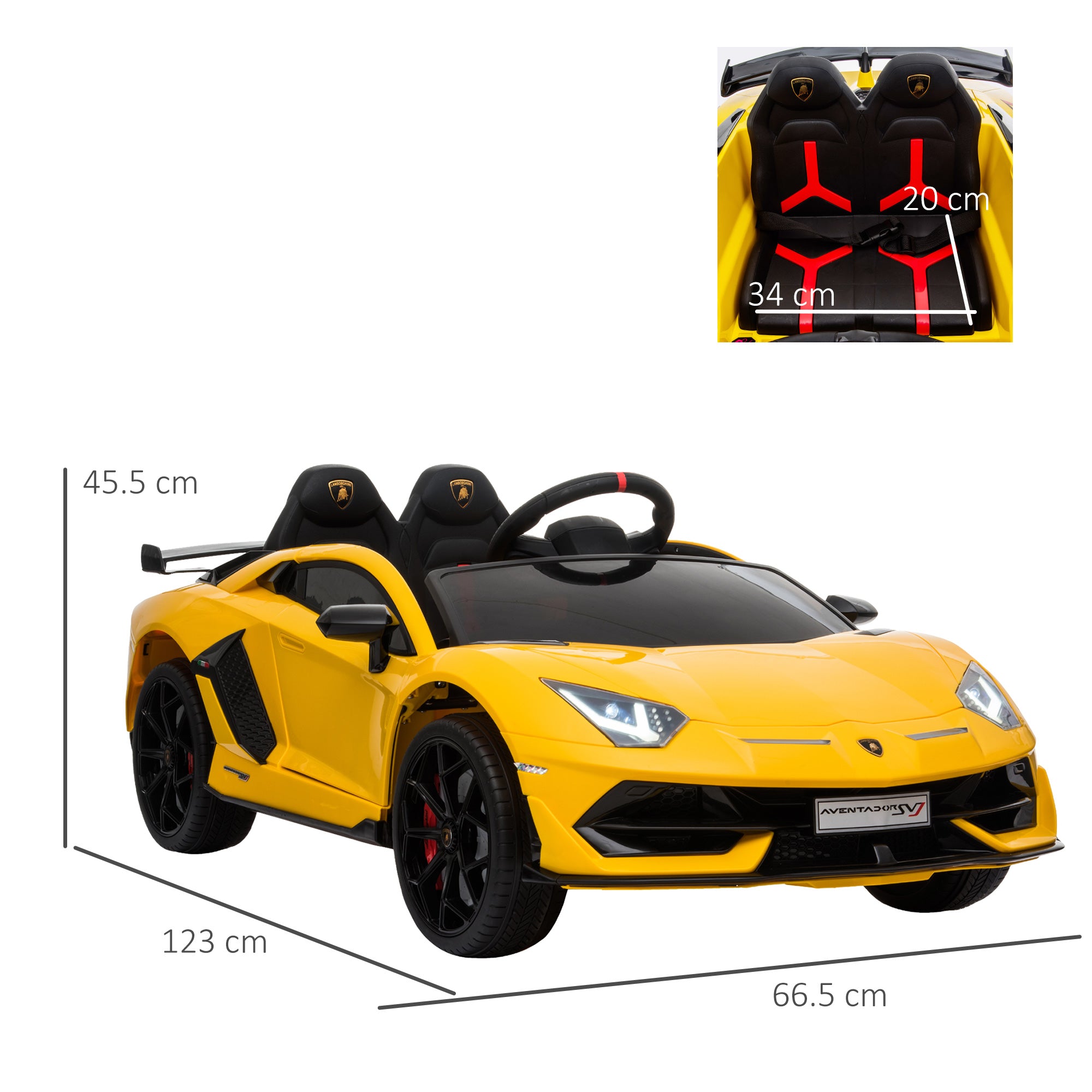 Kids Electric Ride On Car Compatible 12V Battery-powered Lamborghini Aventador Sports Racing Car Toy w/ Parental Remote Control | HOMCOM-1