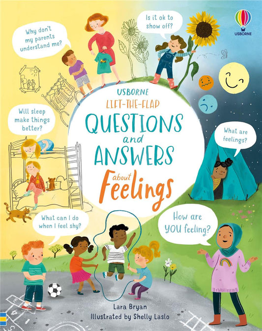 Lift-the-Flap Questions and Answers: About Feelings – Lara Bryan – Usborne Publishing – kitap kapağı