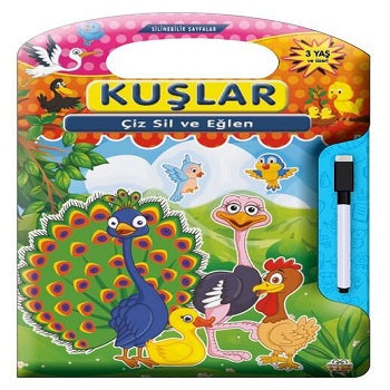 Çiz Sil Eğlen Kuşlar – Kolektif – 0-6 Yaş Yayınları – kitap kapağı