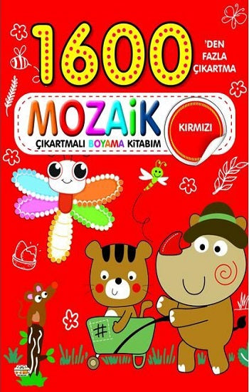 1600 Mozaik Çıkartmalı Boyama Kitabım Kırmızı – Kolektif – 0-6 Yaş Yayınları – kitap kapağı