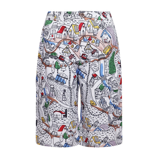 Village Print Boys Cargo Shorts-0