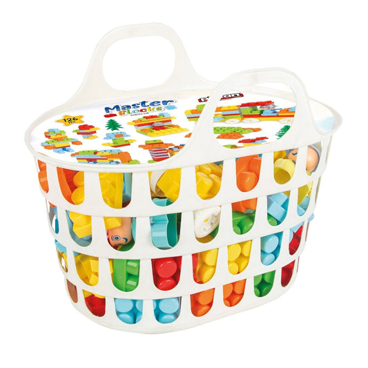 Pilsan Accessory Master Blocks with Basket (128 Pieces)