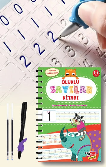 Sayıları Yazmayı Kolayca Öğreten Kitap | Sihirli Uçan Kalemli Oluklu (kabartmalı) Sayılar Kitabı – Hüseyin Demir –