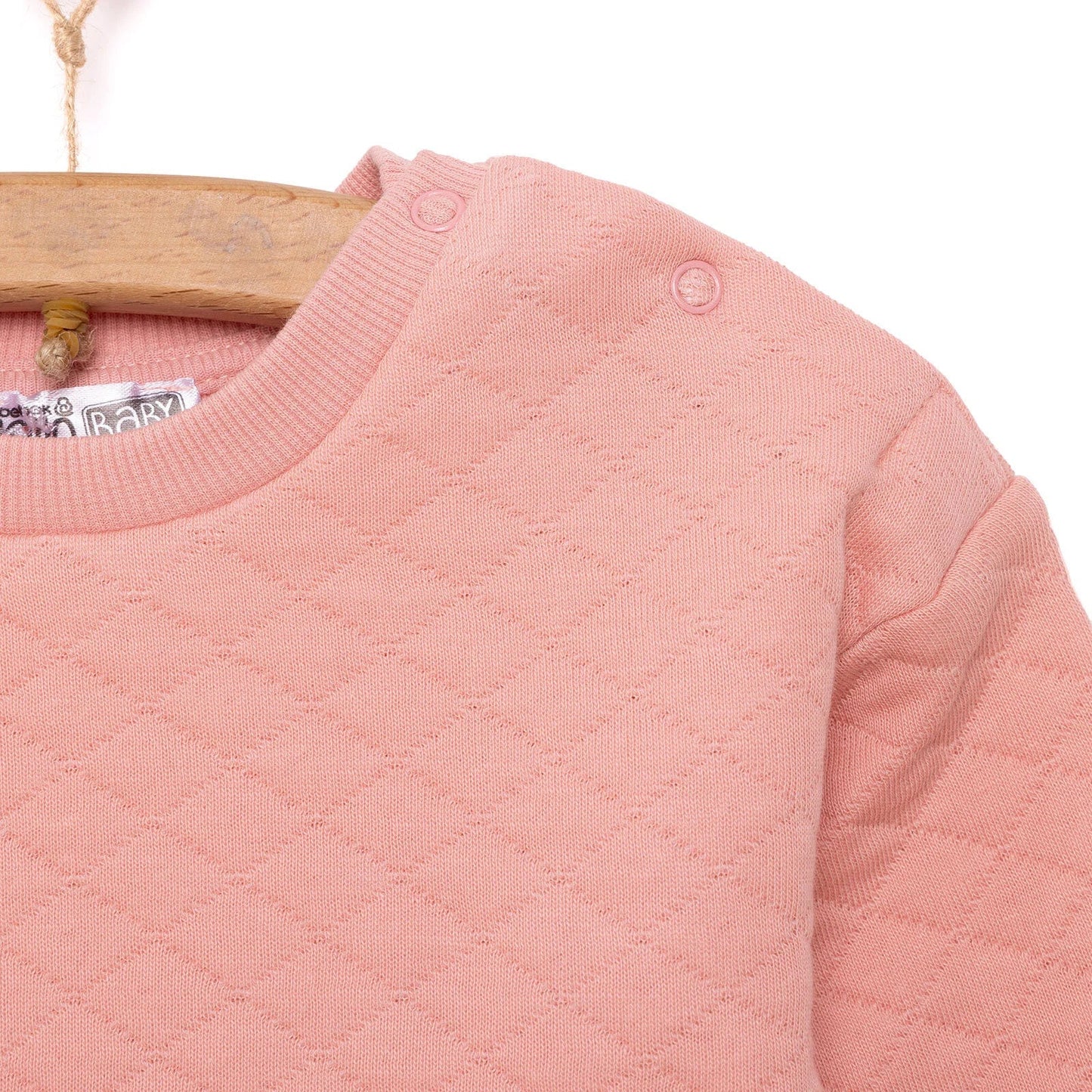 HelloBaby Newborn Quilted Sweatshirt-Footed Bottom - Dark Pink