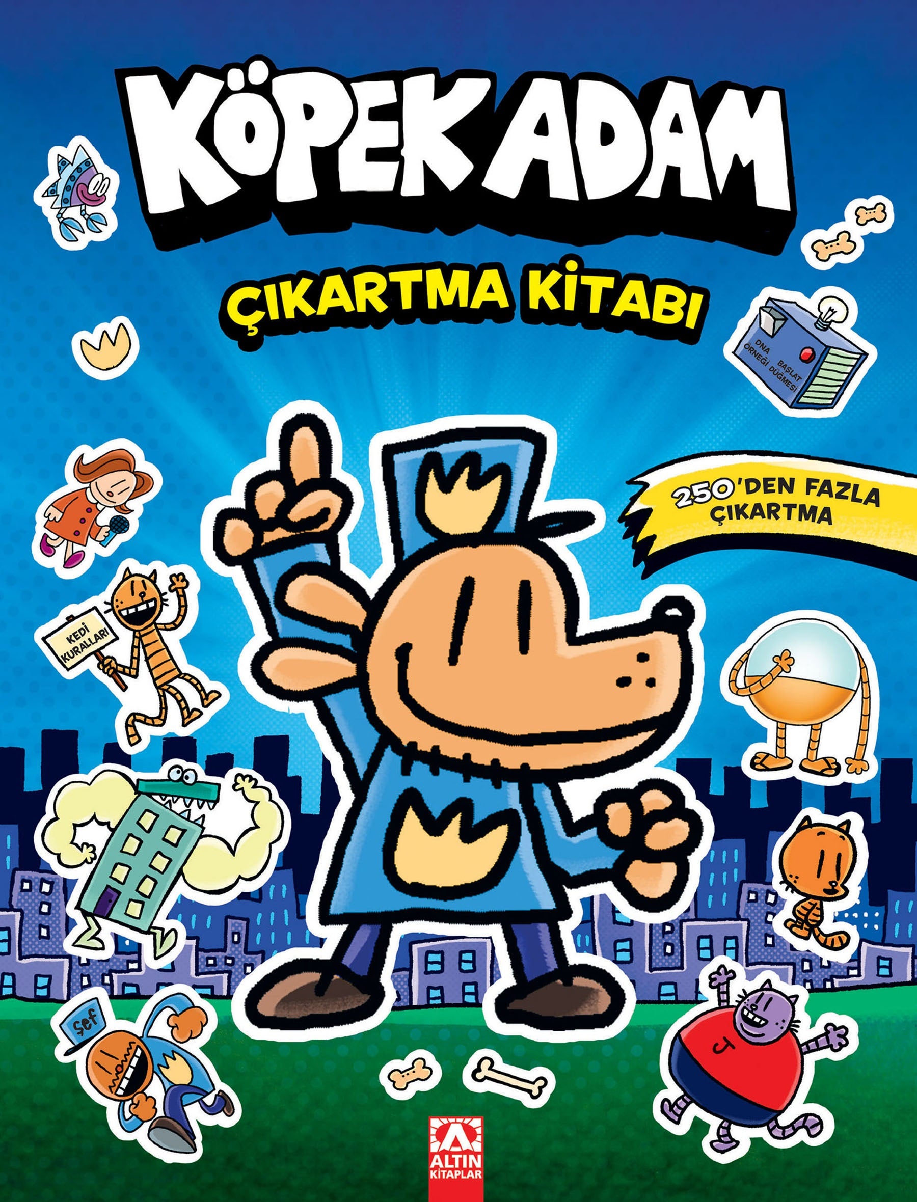 Köpek Adam Çıkartma Kitabı – Dav Pilkey – Altın Kitaplar - Çocuk Kitapları – kitap kapağı