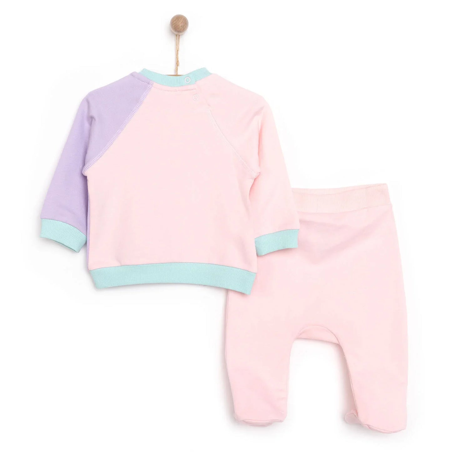HelloBaby Newborn Colour Block Sweatshirt - Light Pink