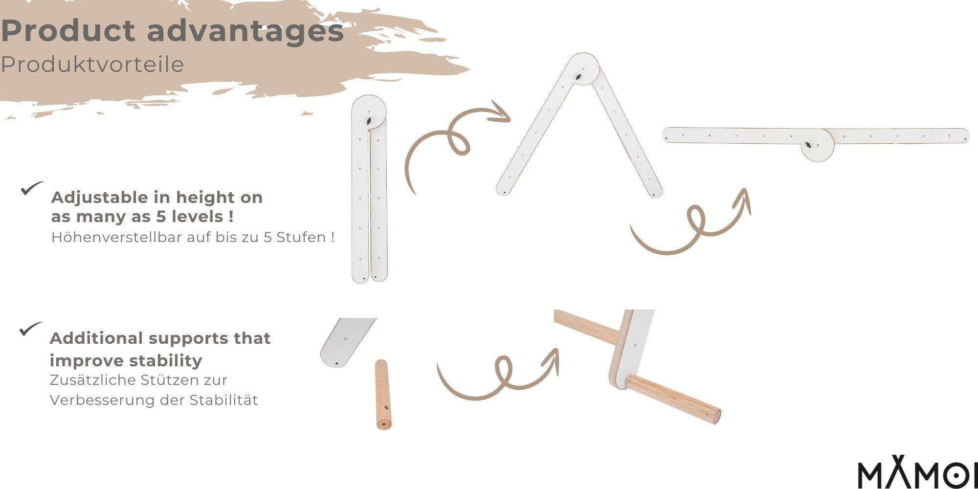 Set: climbing triangle + cradle + slide for children | Climbing frame and slide for kids minimalist design | Yarnwood triangle for toddlers with slide 100% ECO | Made in EU-4