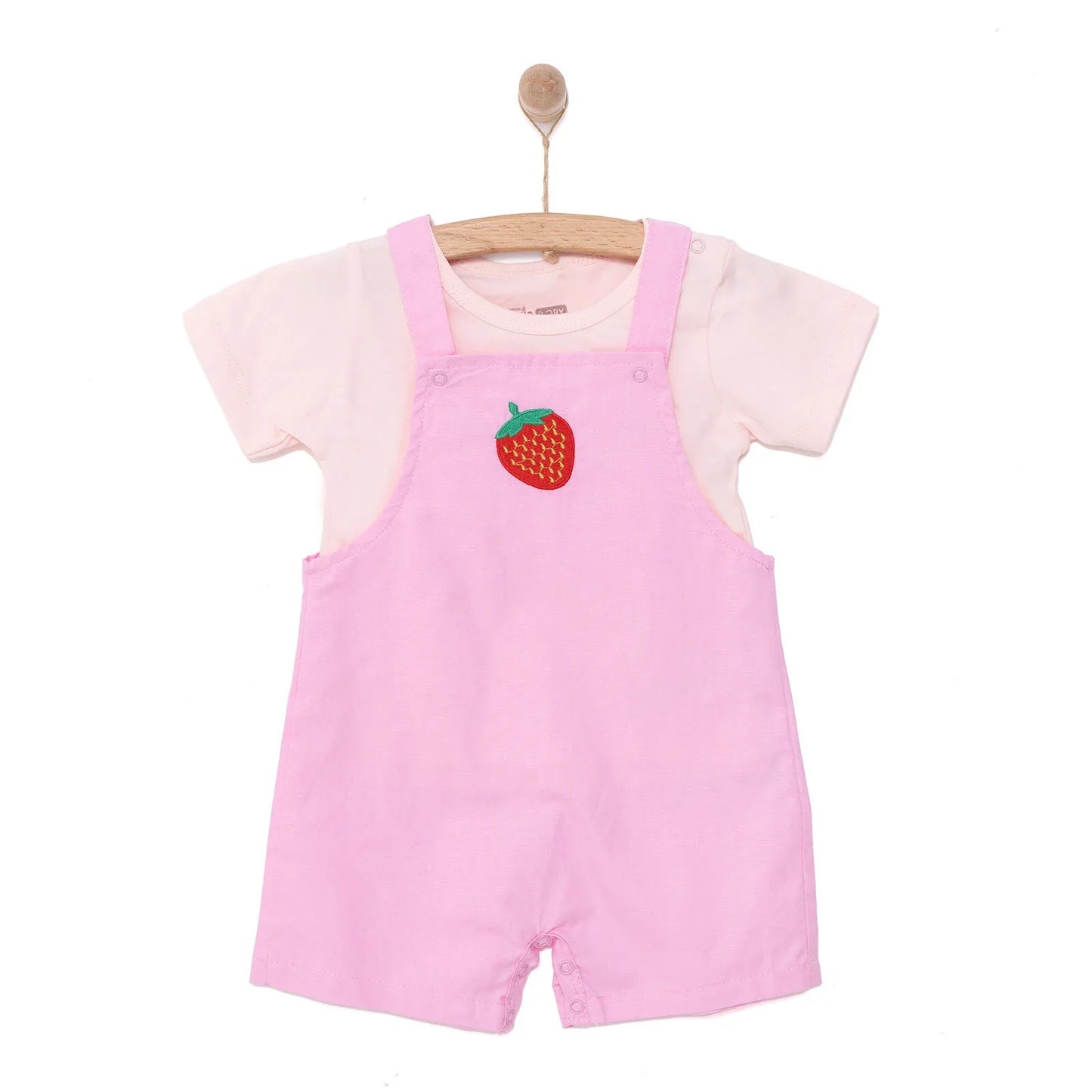 HelloBaby Girl Overall Shorts-T-shirt - Pink