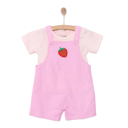 HelloBaby Girl Overall Shorts-T-shirt - Pink