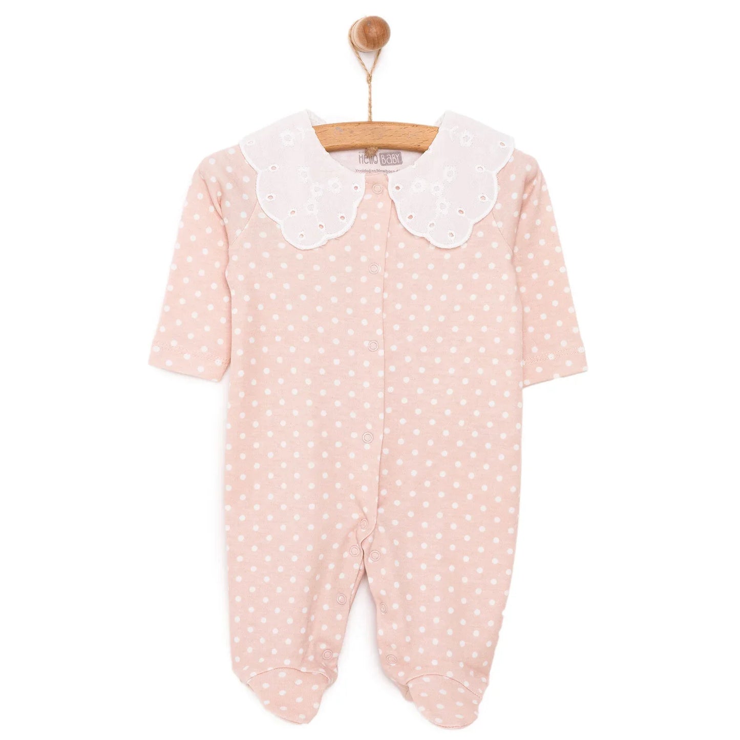 HelloBaby Newborn Girl Footed Jumpsuit - Salmon