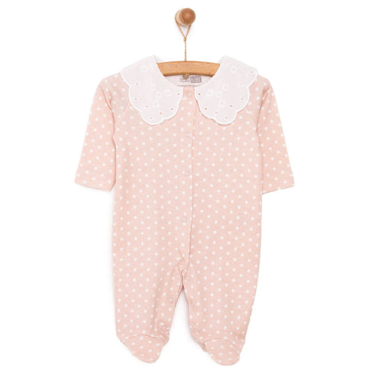 HelloBaby Newborn Girl Footed Jumpsuit - Salmon