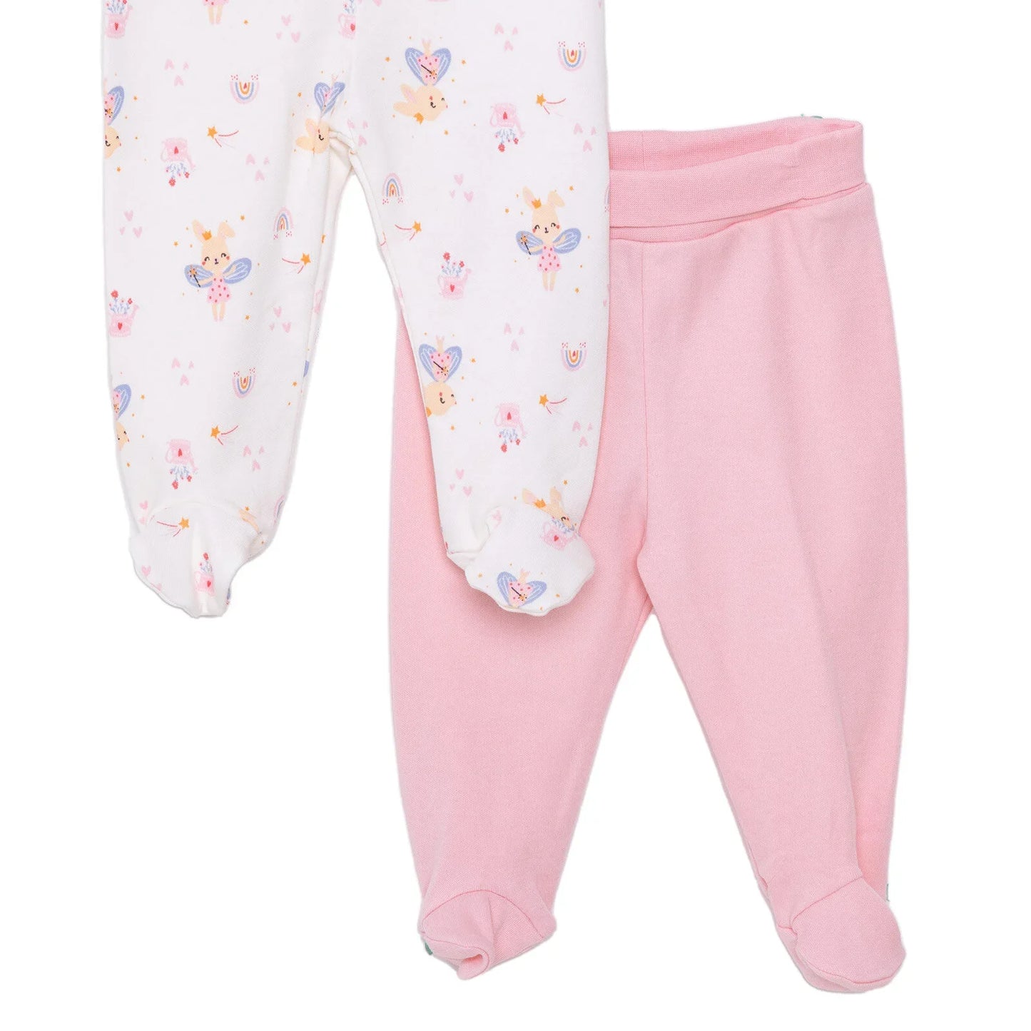 HelloBaby Newborn 2 Pcs Footed Leggings - Pink