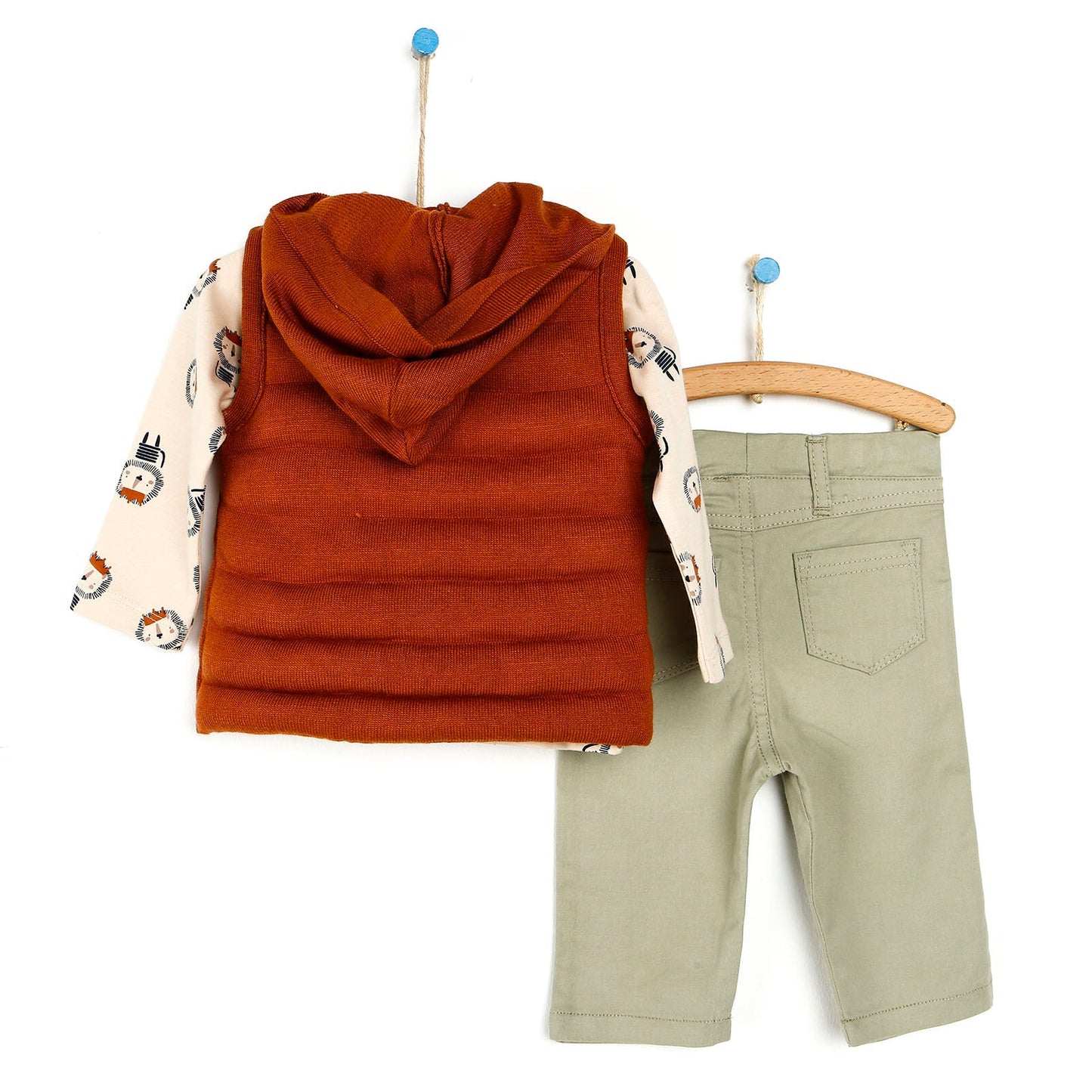 HelloBaby Sweatshirt-Vest-Bottom - Brown