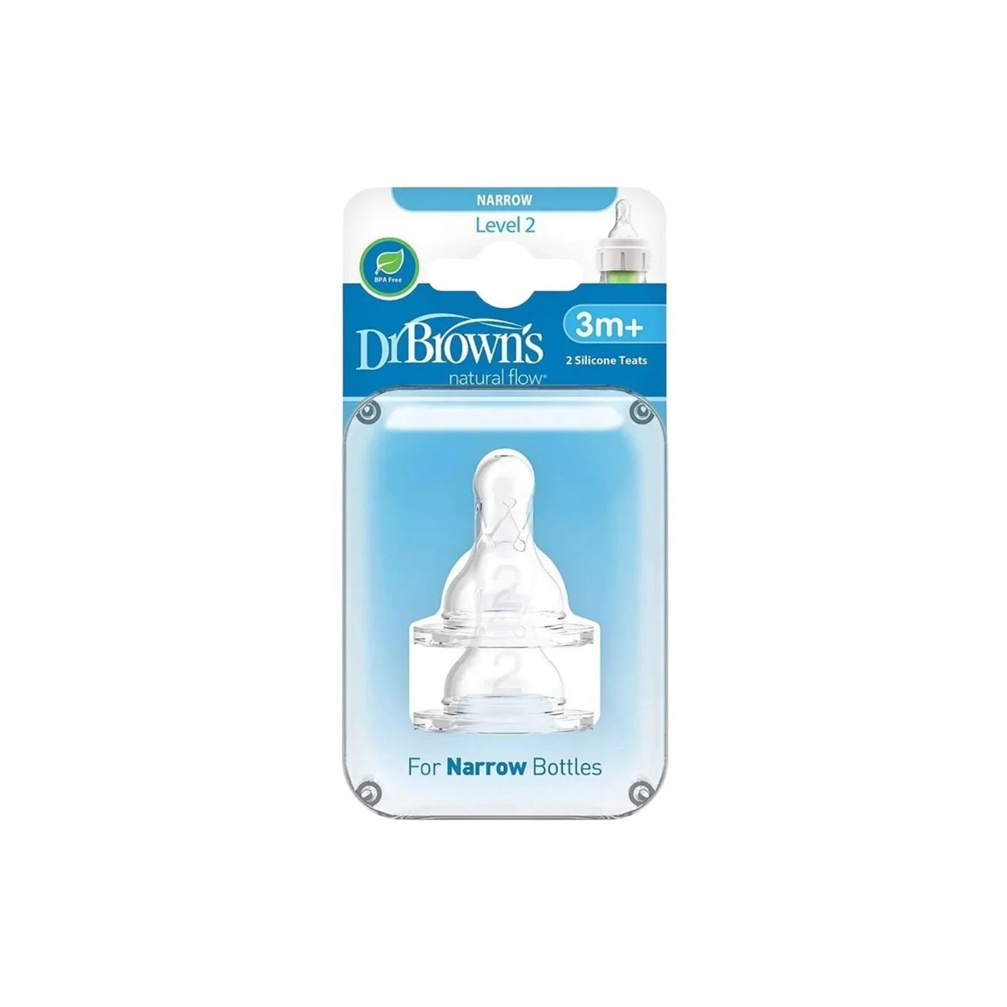Dr. Brown's Options+ Narrow Neck Level 2 Teats 3+ months Pack of 2