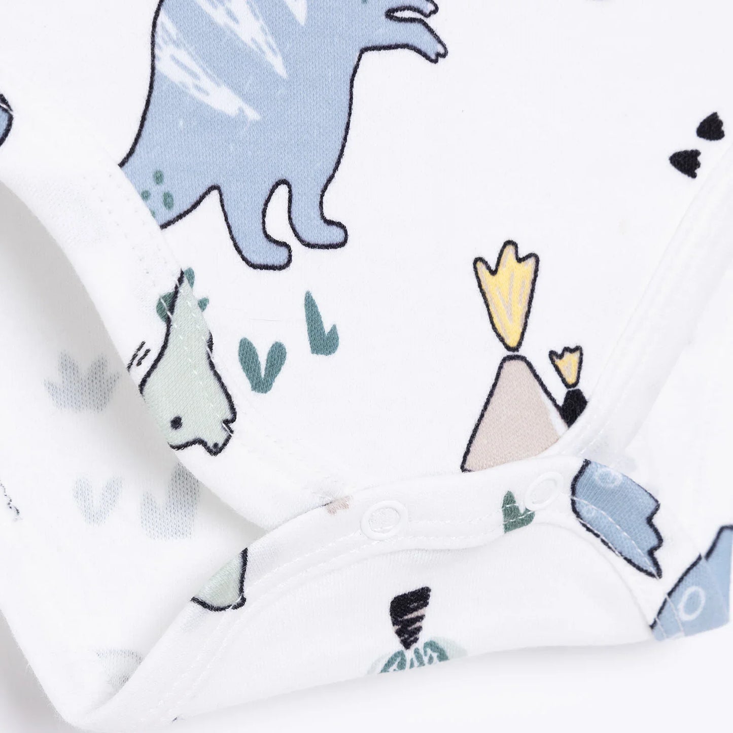 HelloBaby Boy Dino Printed Long Sleeve Bodysuit - White