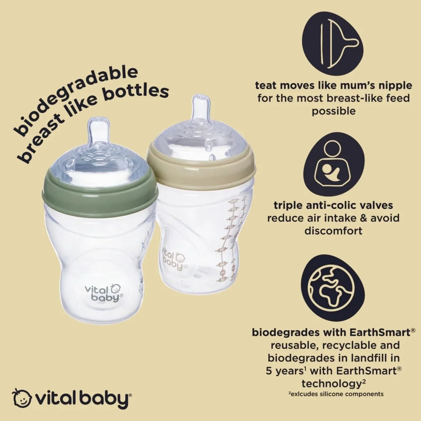 Vital Baby Nurture Breast Like Bottle 240ml Pack of 2