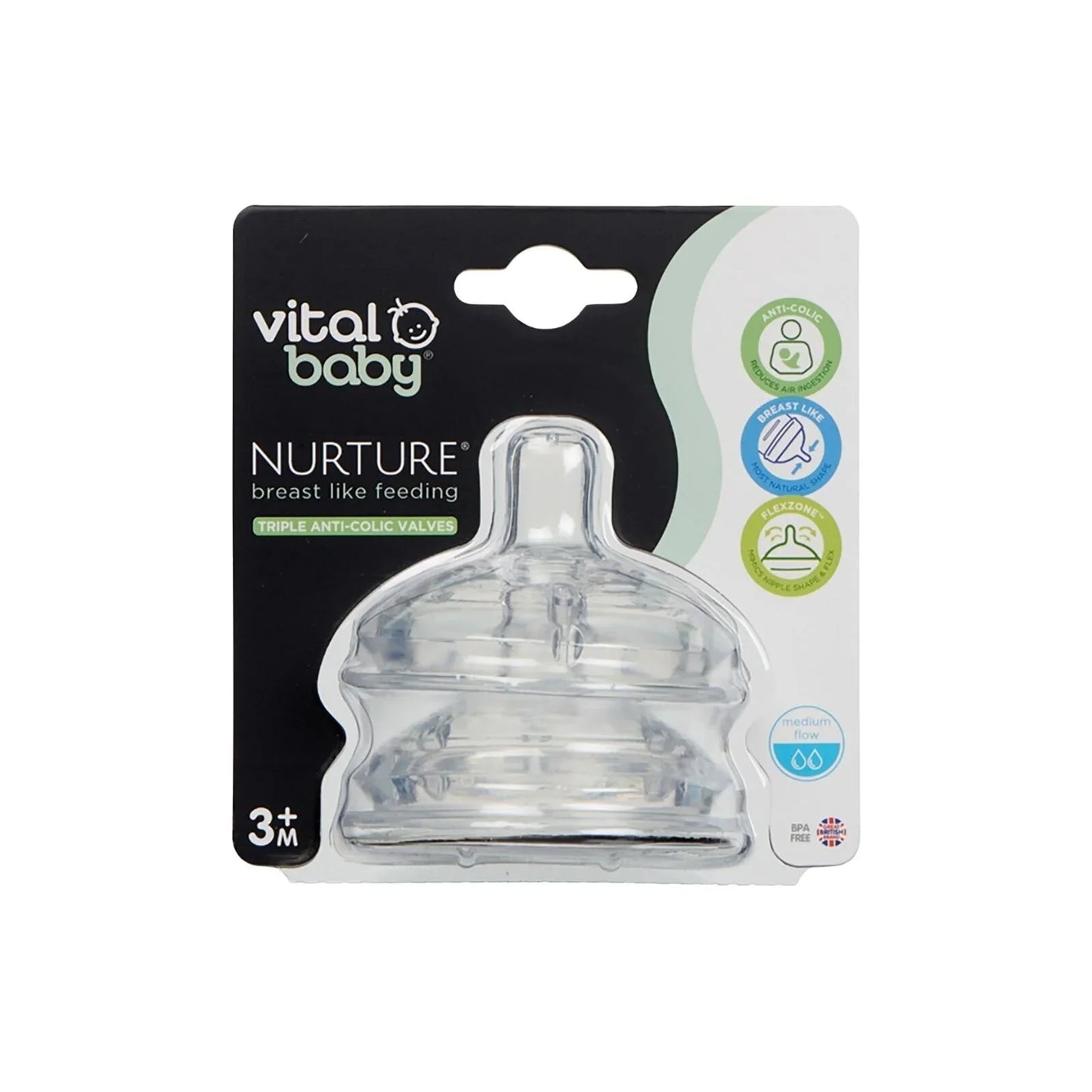 Vital Baby Nurture Breast Like Feeding Teat Medium Flow Pack of 2