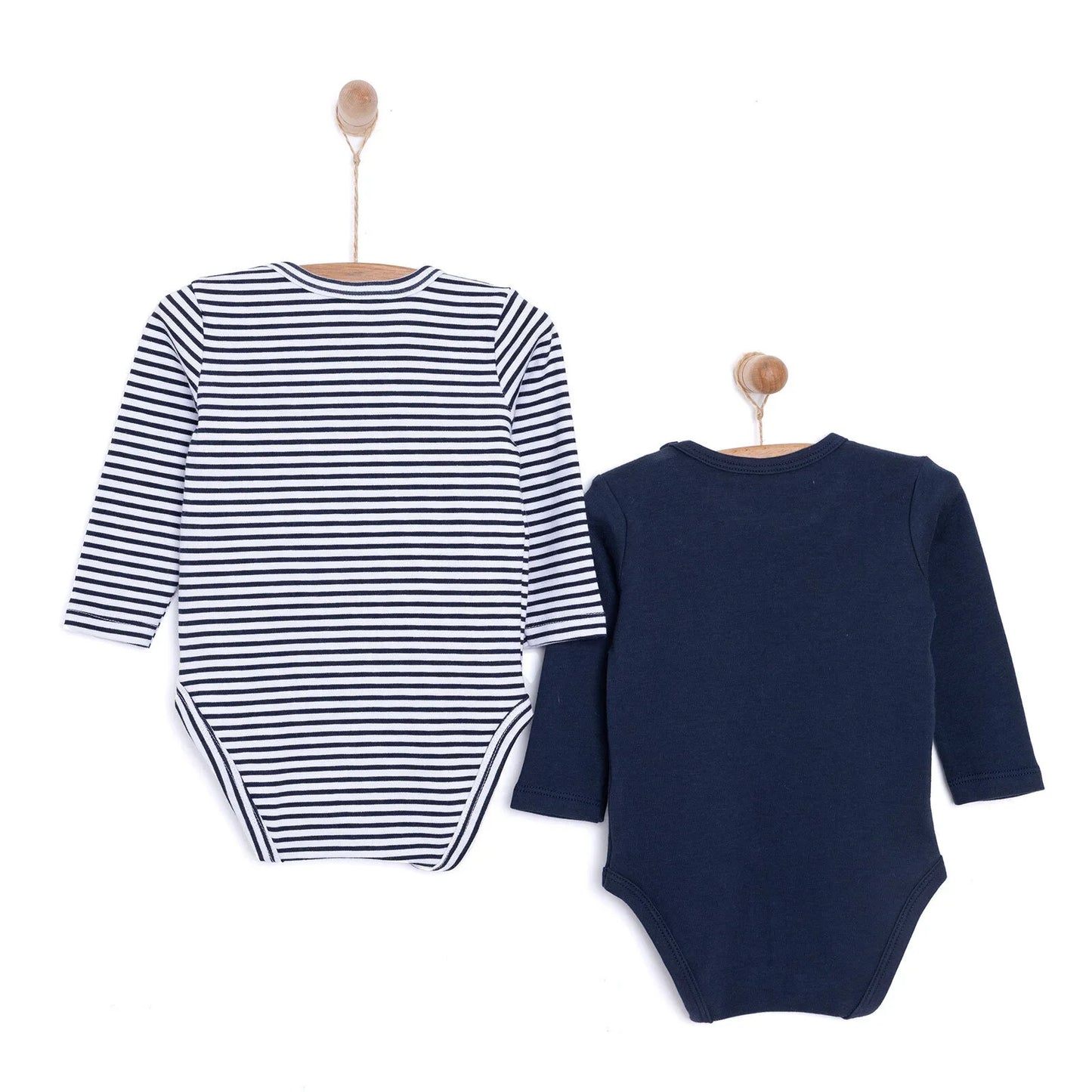 HelloBaby Boy 2-Pack Long Sleeve Bodysuit - Navy Blue