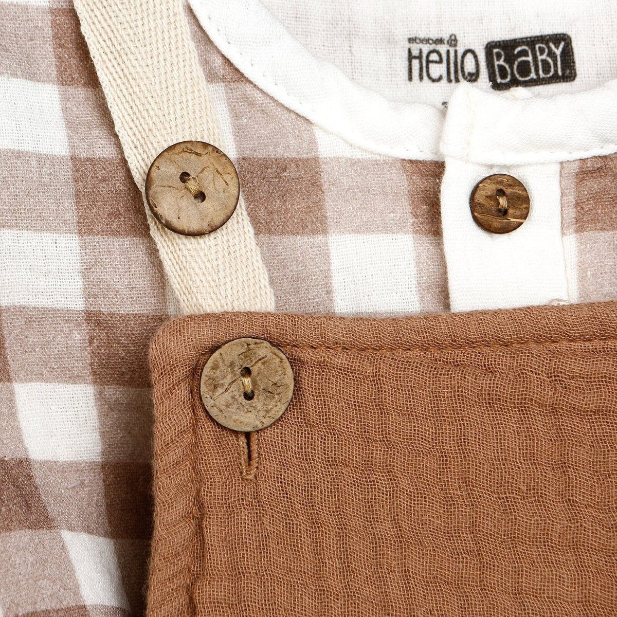 HelloBaby Newborn Muslin Overalls-Sweatshirt - Brown