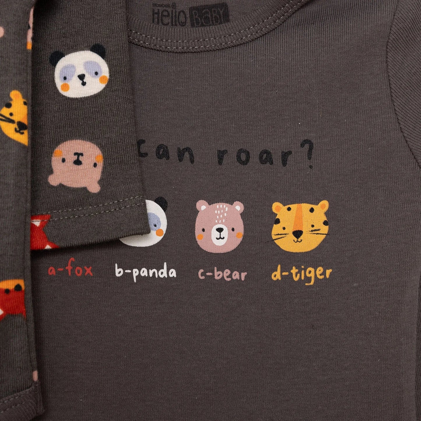 HelloBaby Boy 2-Pack Long Sleeve Bodysuit - Dark Grey