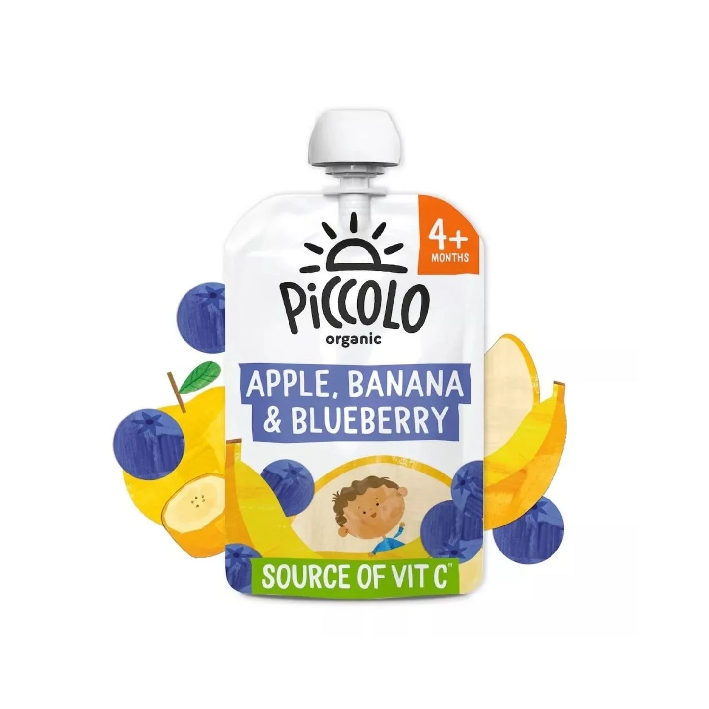 Piccolo Organic Apple Banana & Blueberry 4+ months 100g