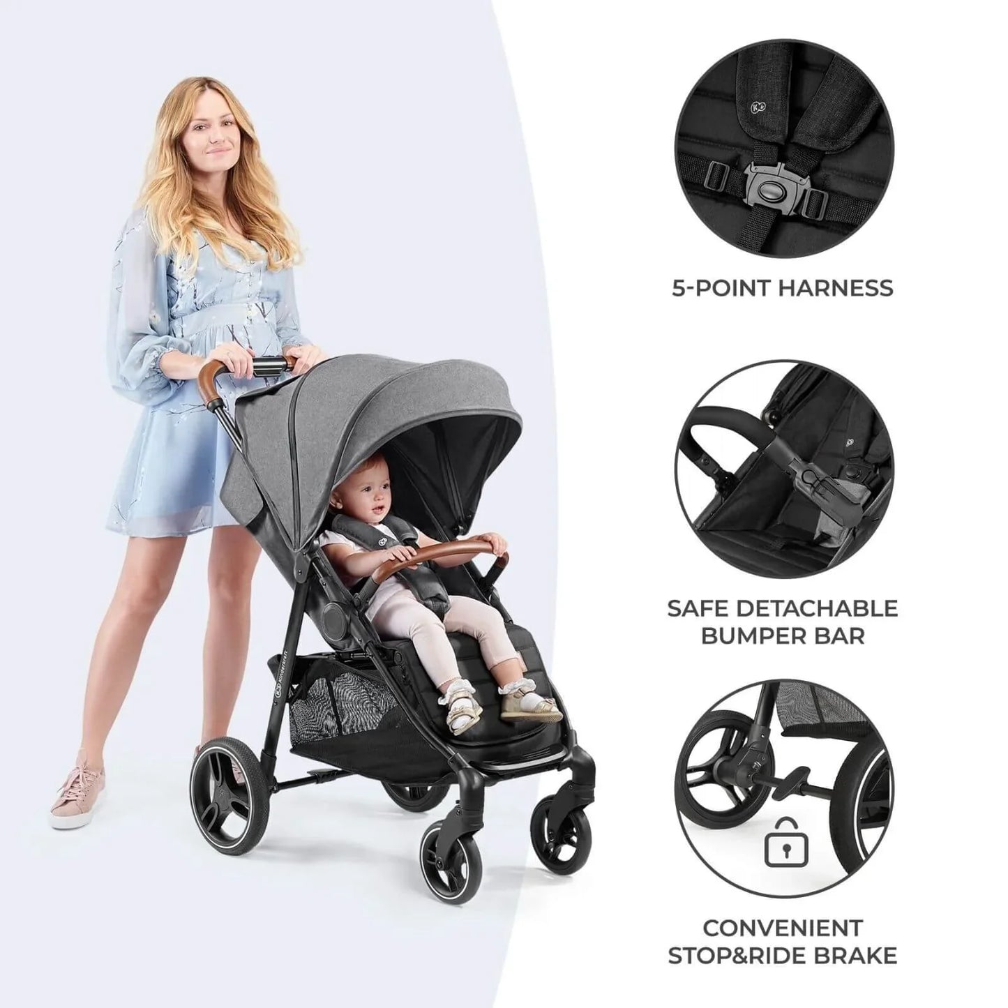 Kinderkraft Grande Plus Baby Stroller - Black