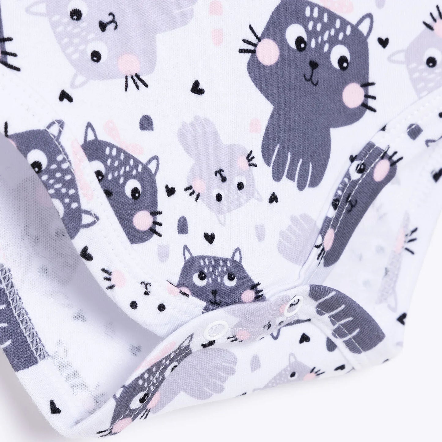 HelloBaby Girl Cat Printed Long Sleeve Bodysuit - White