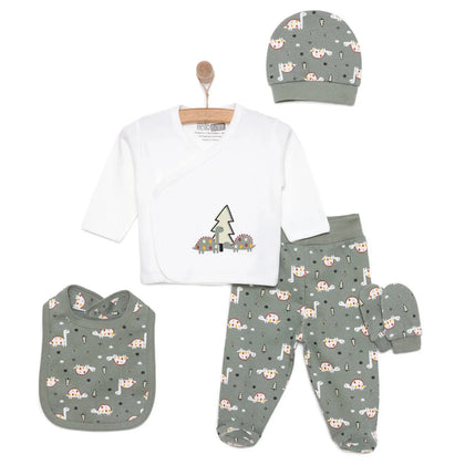 HelloBaby Newborn Boy 5 Piece Newborn Set - Dark Green