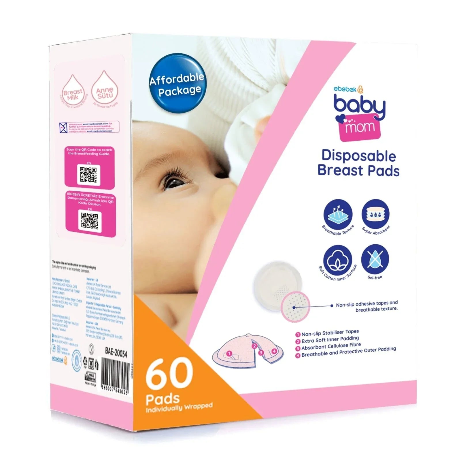 baby mom Disposable Breast Pads 60 pcs